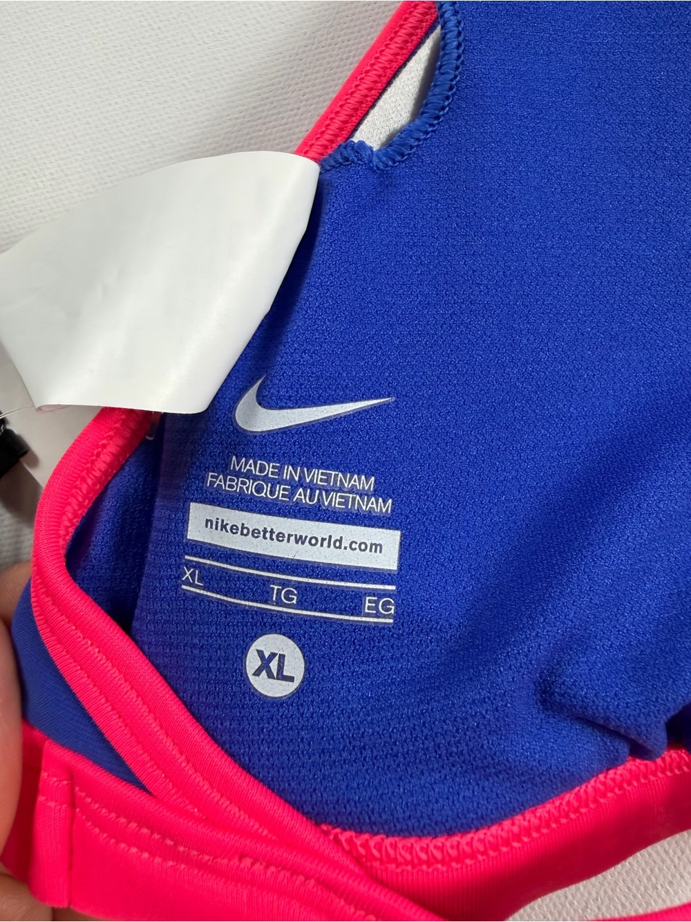Nike NWT Royal Blue Neon Pink Triangle Bikini Top XL Beach Resort Activewear - Picture 6 of 7